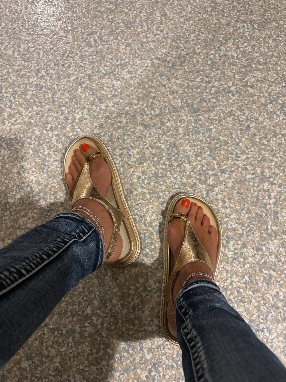 Dolce Vita Metallic Gold T-Strap Thong Sandals